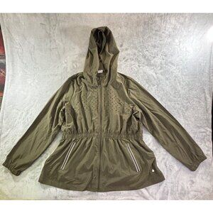 Cali Sport+ Jacket Women's 2X Olive Green Hooded w/Zipper and reflective pockets